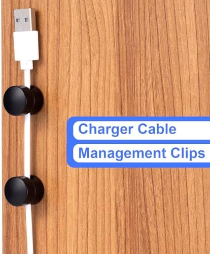 SmallCat 8 Sets Charger Holders for Cords, Matte Black Color Adjustable Cable Anchor Holders, Adhesive Metal Cord Clips, Cable Management Wire Organizers for Desk, Office, Nightstand - Image 4