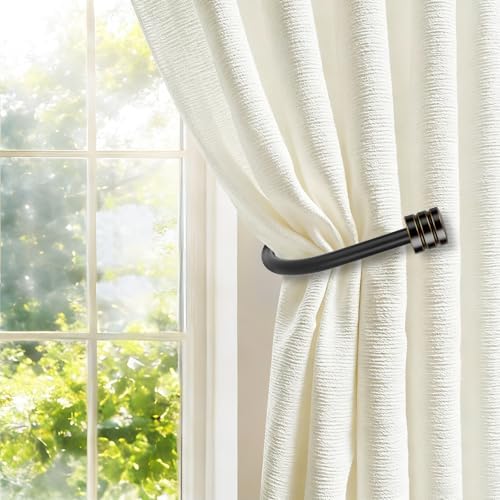 TONIAL Curtain Holdbacks, Calssic Cap Finials, Black(1 Pair/2 Pack), Large - Image 2