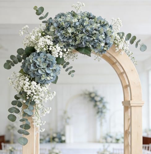 Kimura's Cabin 6pcs Silk Hydrangeas Artificial Flowers,Deep Lake Blue - Image 6