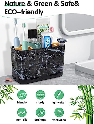 GFWARE Marble Toothbrush Holders with Drainage, Bathroom Organizer, Large - Image 2