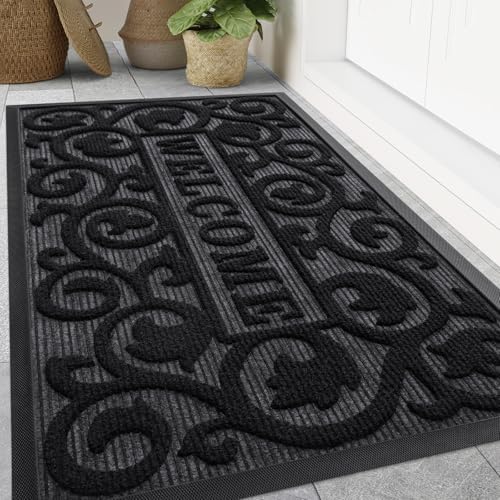 Smiry Front Door Mat Outside Entrance, Low Profile Rubber Doormat, 47x17 by Smiry