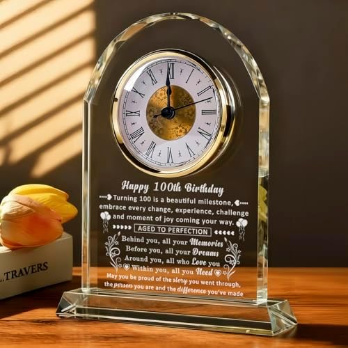 100th Birthday Gifts for Women, 100 Year Old Birthday Decorations Clock Gifts for Her, Meaningful Turining 100 Bday Gifts Idea for Women, Men, Friends, Mom, Dad, Sister by QIANRUNA