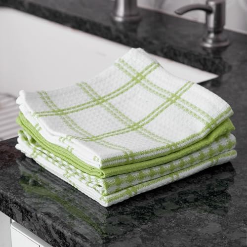 T-Fal Premium Waffle Dish Cloths: Highly Absorbent, Super Soft Long Lasting - 100% Cotton, 12"x13" Towel for Cleaning & Drying, (4-Pack), Green - Image 5