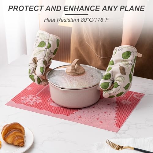 Placemats Set of 6 Washable Indoor(J-Christmas Tree-red) - Image 3