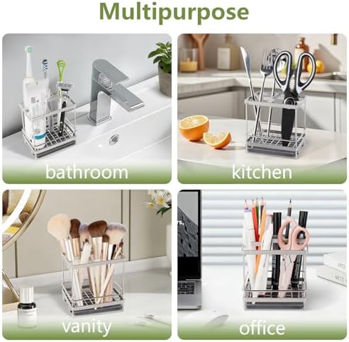 Electric Toothbrush Holders for Bathrooms Toothpaste Organizer, Sliver - Image 7