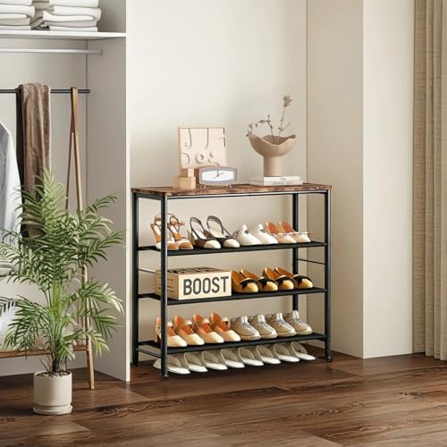 INGIORDAR 4 Tier Shoe Rack Storage Organizer Shelf Top with MDF Board - Image 2