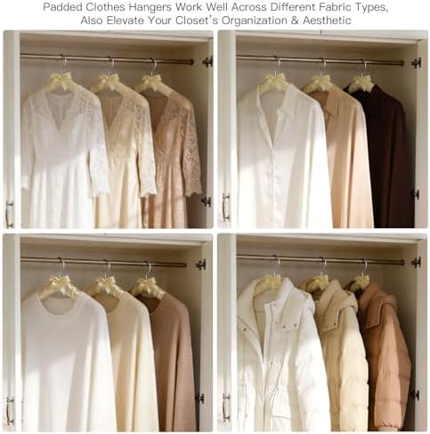 Padded Hangers 12 Pack 17" Satin Hangers，Non-Slip Cushioned Clothes Hangers for Daily Clothing for Sweaters,Silk Dress,Wedding Bridesmaid Gown,Suit（Beige） - Image 6