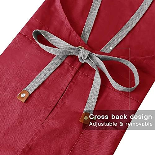 Crossback Apron with Pockets, Apron with Adjustable Straps - Image 4