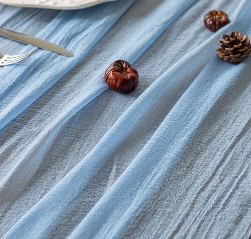 6Pcs Light Blue Cheesecloth Table Runner 120 Inches for Party Home Decor - Image 4