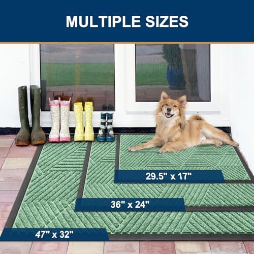 Smiry Front Door Mat Outside Entrance, Low Profile Rubber Doormat, 35x23 - Image 2