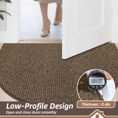 BEQHAUSE Dirt Trapper Door Mat 32" x 48" Half Circle Non Slip Rugs, Brown - Image 5