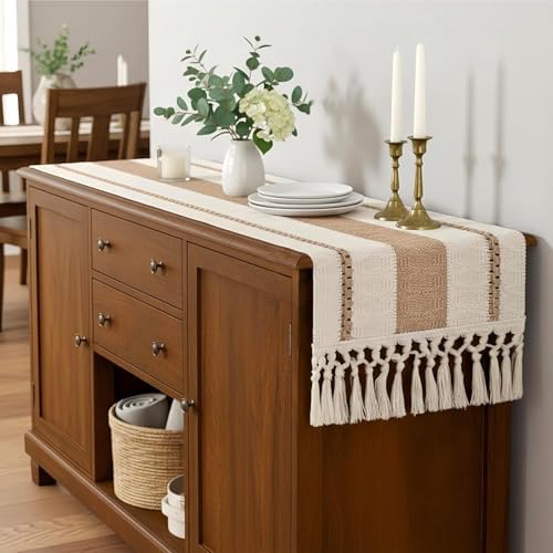 FEXIA Boho Table Runner with Tassels 12x36 Inch for Fall Home Decor - Image 6