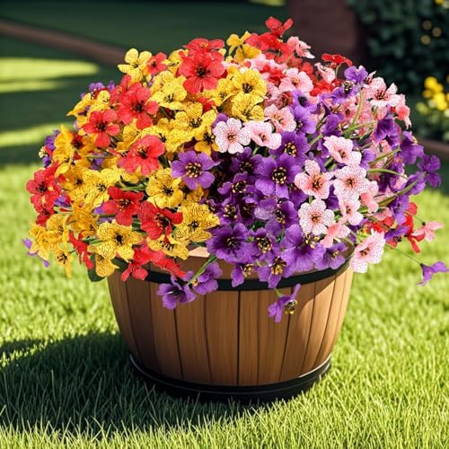 Geegoods 32 Bundles Artificial Mums Flowers for Outdoors, Mix 4 Colors - Image 6