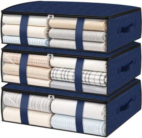 3 Pack Storage Bags, 40L Clothes Storage Containers, Storage Bins, Blue by StorageRight