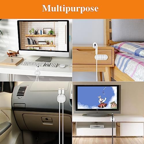 Shintop 16pcs Cable Clips for Organizing Nightstand Phone Chargers (White) - Image 6