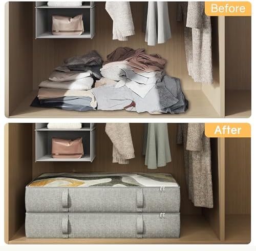 2-Pack Under Bed Storage Containers, 6 Inches Tall Clothes Storage, Grey - Image 5