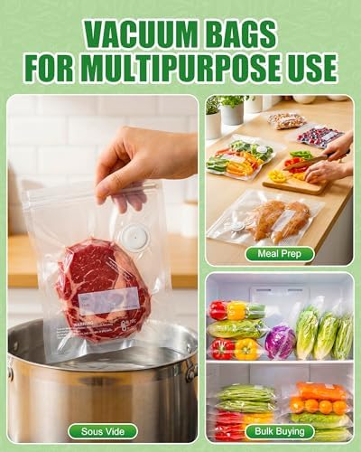 RIWUSI 30PCS Reusable Vacuum Sealer Bags for Food with Air Valve & 10 Seal Clips – Medium (10.2 x 11 in), BPA Free Food Storage Bags, Lock in Food Freshness for Freezer, Microwave, Sous Vide Cooking - Image 7