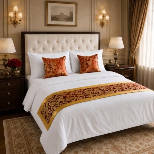 Jacquard Bed Runner Set with 2 Pillow Covers, No Filling, Bedding Decor by SEESNOW