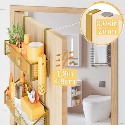 Kaiferty Over The Door Hooks Organizer, Coat Rack Over The Door Storage Hanger Towel Rack, Back of Door Storage Organizer for Bathroom,Bedroom,Kitchen,Office (Gold, 3-Tier) - Image 5