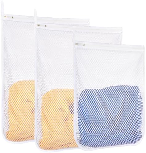 3 pcs Durable Honeycomb Mesh Laundry Bags for Delicates 16" x 19" (2 Large) 12" x 15" (1 Medium) by RoomyRoc