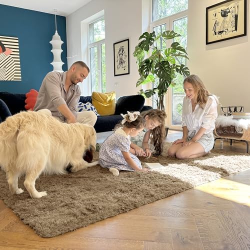 OLANLY 2x6 Machine Washable Runner Rugs for Hallway, Soft Fluffy Shaggy Bedside Rugs for Bedroom, Living Room, Indoor Floor Carpet for Kids Girls and Boys, Home Decor Aesthetic, Taupe - Image 5