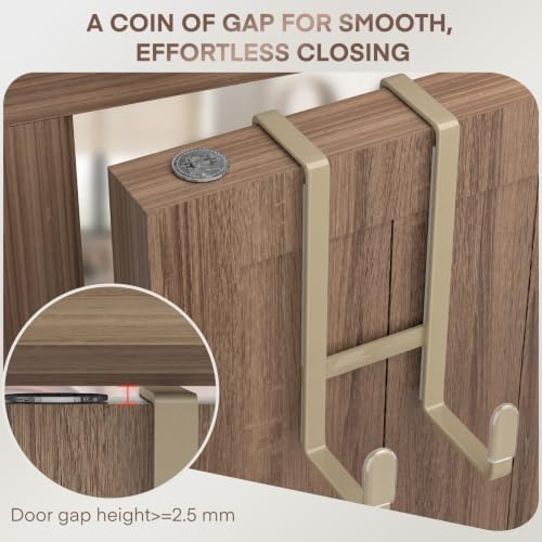 FYY 2 Packs Over The Door Hooks, Heavy Duty Door Hanger Hook, No Drill Wall Hooks for Hanging Coat, Towel, Bag in Bathroom, Closet Fits Most Doors Up to 1-7/8" Thickness （Pale Brown） - Image 6