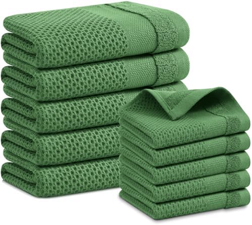 Homaxy Kitchen Towels and Dishcloths Set, Set of 10, Grass Green by Homaxy