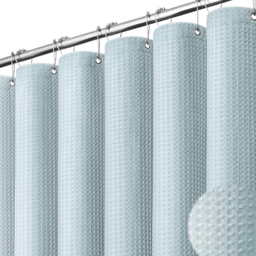 Dynamene Long Waffle Shower Curtain 256 GSM Heavy Fabric 72x78 Fog Blue by Dynamene