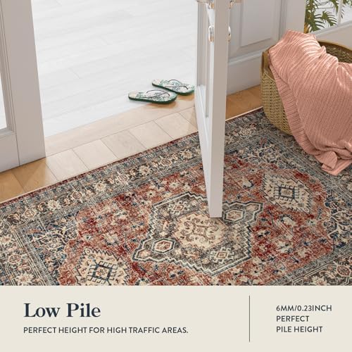 Lahome Oriental Washable Round Area Rug, Non-Slip Round Rugs 6ft Ultra-Thin - Image 2