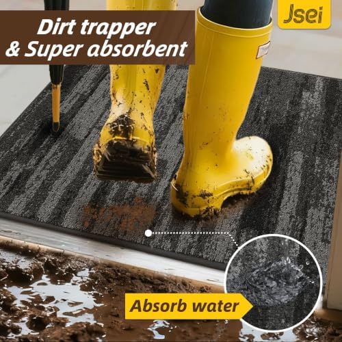 JSEI Dirt Trapper Door Mat 24"x36", Non-Slip Doormat, Light Gray - Image 6