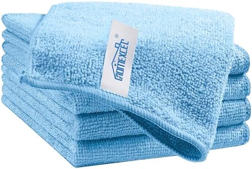 HOMEXCEL Blue Cleaning Rags 5 Pack, Highly Absorbent Microfiber Cleaning Cloth for Kitchen, Lint Free, Scratch-Free, Reusable Microfiber Towels for House, Window and Glass, Cars, 11.5 X11.5 inch by HOMEXCEL