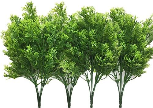 CATTREE Artificial Shrubs Bushes, Plastic Fern Leaves Simulation Faux Grass Realistic Fake Plants Wedding Indoor Outdoor Home Garden Verandah Kitchen Table Centerpieces Arrangements Decoration 4 pcs by CATTREE