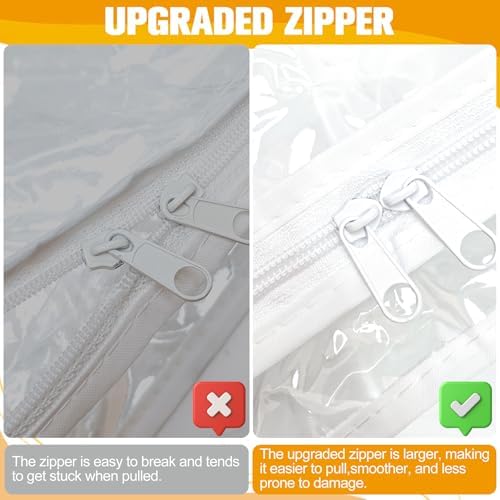 Plastic Storage Bags with Easy-Glide Zipper, Pack of 6, Durable Clear Vinyl Zippered Storage Bags for Clothes Sweaters Comforters Blankets Sheets Bedding (15 x 12 x 5 Inch, Transparent White) - Image 4