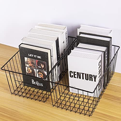 16inch Freezer Wire Storage Organizer Baskets, Household Refrigerator Bin with Built-in Handles for Cabinet, Pantry, Closet, Bedroom Black,4pack - Image 5
