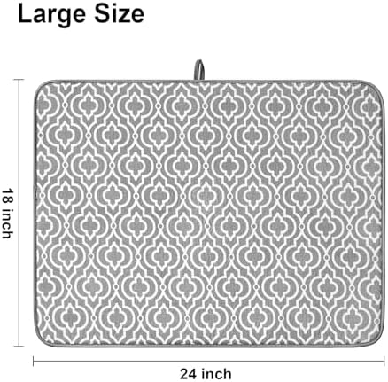 Dish Drying Mat for Kitchen Counter,Machine Washable Matt(Grey) - Image 2
