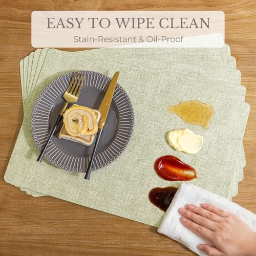 Romanstile Faux Leather Vinyl Placemats Set of 4, Grass Green - Image 5