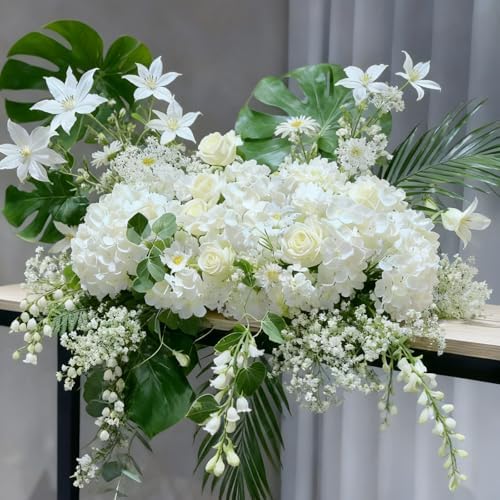 White Hydrangea Artificial Flowers Bulk, 40 Pcs Faux Hydrangea Flowers Heads, Artificial Fake Silk Hydrangea Flowers with Stems, White Flowers Artificial for Decoration Wedding Décor - Image 4