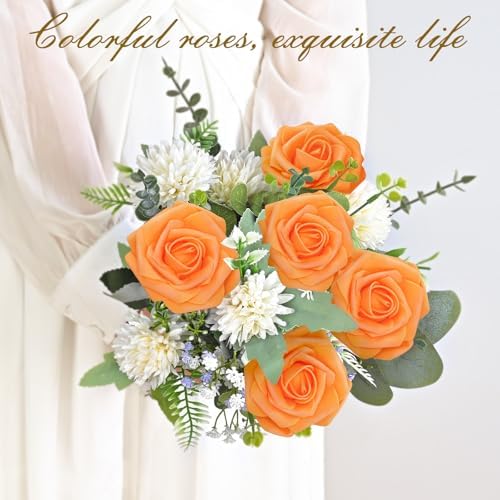 BLEUM CADE 36Pcs Artificial Flowers Fake Foam Roses with Stems for Wedding - Image 7