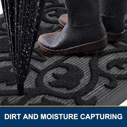 Smiry Front Door Mat Outside Entrance, Low Profile Rubber Doormat, 47x17 - Image 3