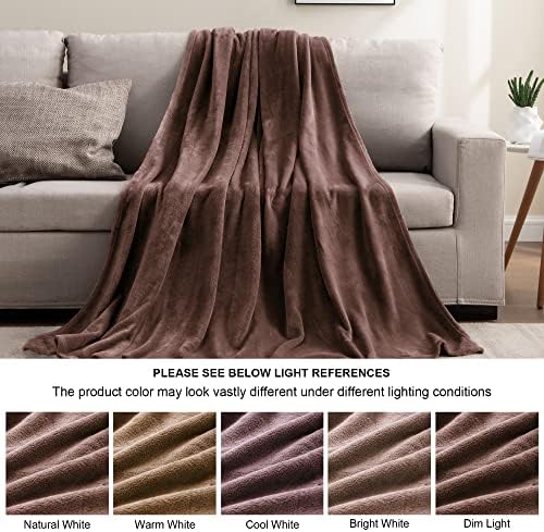 BEDELITE Fleece Blanket Soft Plush King Size Bed Blanket Brown 108"x90" - Image 4