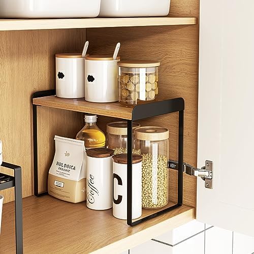 Mitus Stacking Wood Shelf Organizer, Counter Cabinet Storage Rack, 12 inch - Image 4