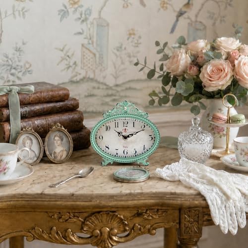 NIKKY HOME Table Clock, French Country Style Vintage Room Decor - Image 4