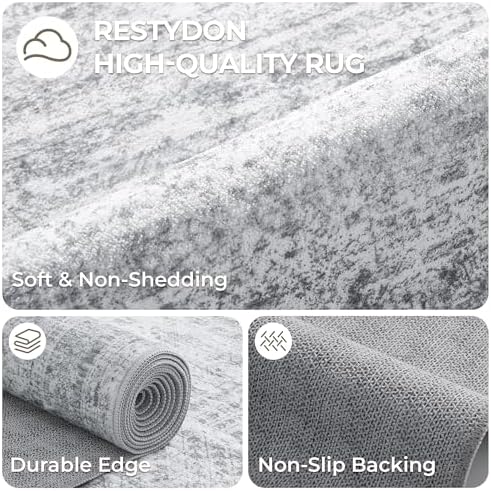 2x6 Runner Rug Non Slip,Washable Hallway Runner Rug,Grey - Image 7