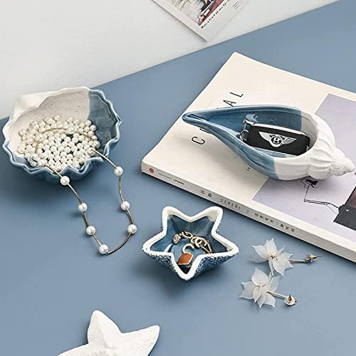 Starfish Jewelry Dish Tray - Ceramic Ring Holder - Ocean Style Trinket Tray - Earrings Candy Storage - Table Decoration Supplies - Image 3
