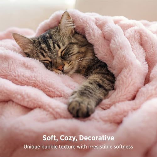 Bedsure Cloud Bubble Throw Blanket, Girls Room Decor, Pink, 50"×60" - Image 3
