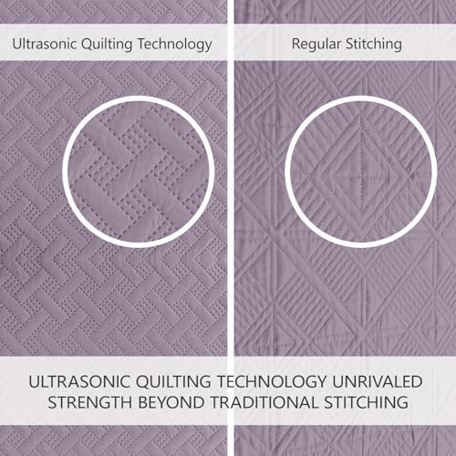 FLYMME Quilts Queen Size,Lightweight Grayish Purple Bedspreads,Basket Weave Pattern,Ultra Soft Microfiber Bed Coverlet 3 Pieces for All-Seasons (1 Quilt,2 Shams) - Image 3