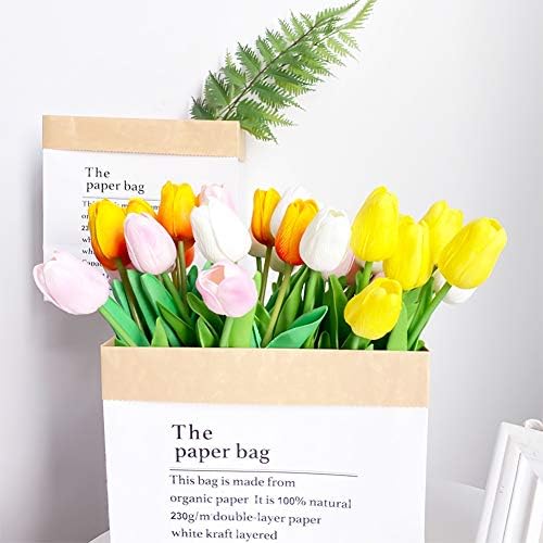 24pcs Multicolor Artificial Tulips Flowers Fake Faux PU Tulip Bouquet Real Touch Flower Arrangement for Home Room Office Party Wedding Decoration Excellent Gift Idea for Mothers Day - Image 2