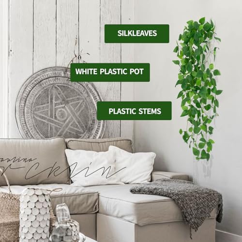 Freyalife Fake Hanging Plants for Room Decor,1pcs Artificial Potted Plants Vines for Wall Home Office Aesthetic Living Kitchen Bathroom Coffee Table Shelf Indoor Outdoor Farmhouse Patio Decorations - Image 4