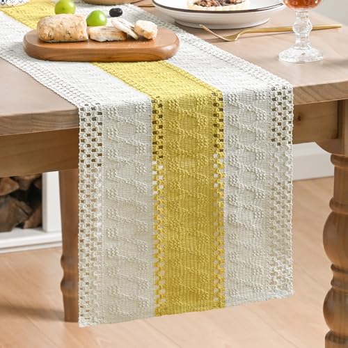 Artoid Mode Yellow Farmhouse Rustic Table Runner 12x48 Inch by ArtoidMode