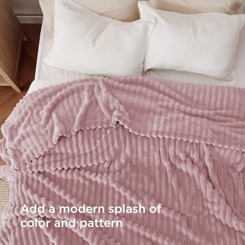 Bedsure Soft Full Size Fleece Blankets for Bed Pink 84"x90" - Image 3